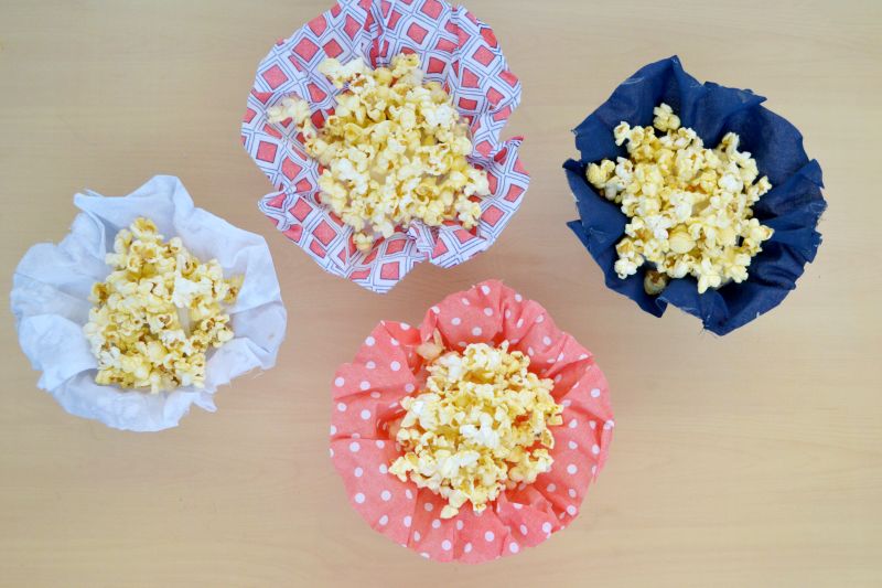 Fabric snack cups enjoy movie