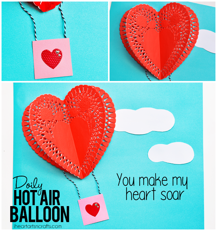 Heart doily hot air balloon