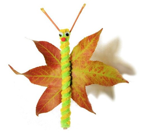 Leaf and pipecleaner butterflies