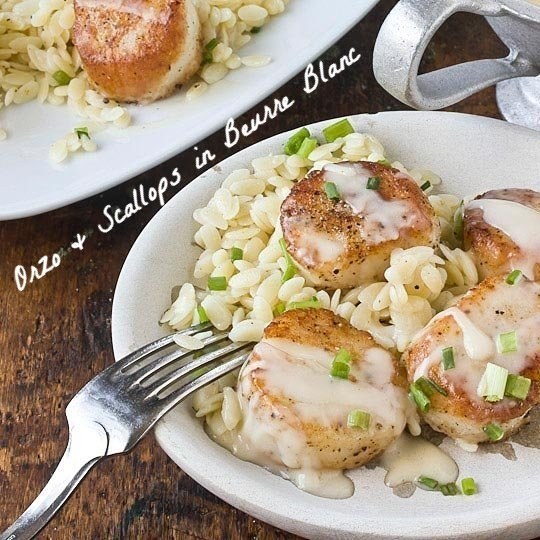 Orzo and scallops in beurre blanc sauce Recipes for Using Up Leftover Wine