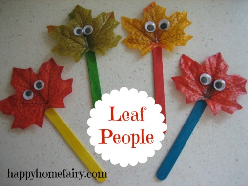 Popsicle stick leaf puppets