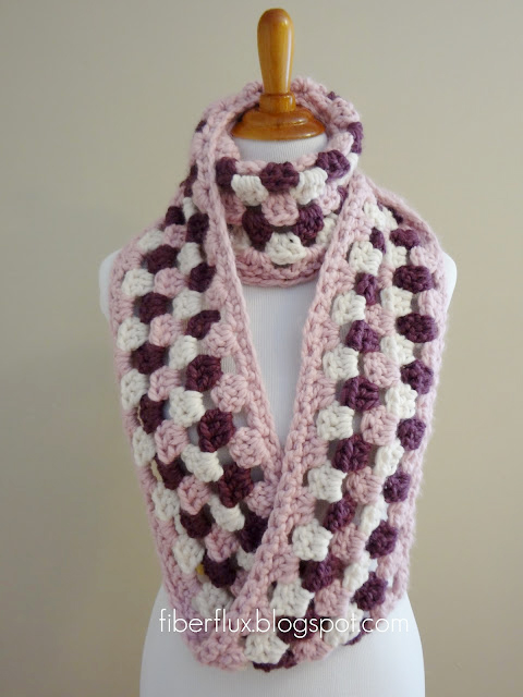 Cherries in bloom crochet infinity scarf