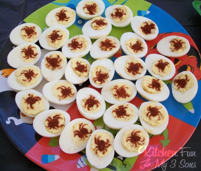 diy spiderman deviled eggs 18 Spiderman Party Food Ideas To Rock The Next Birthday