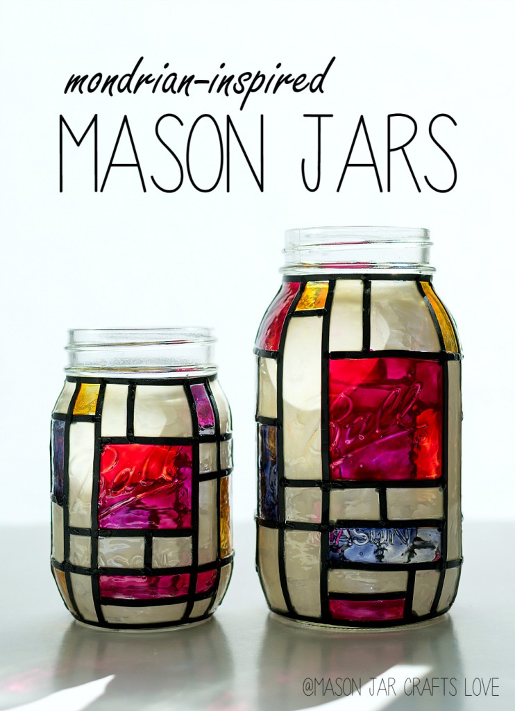Mondrian mason jar 