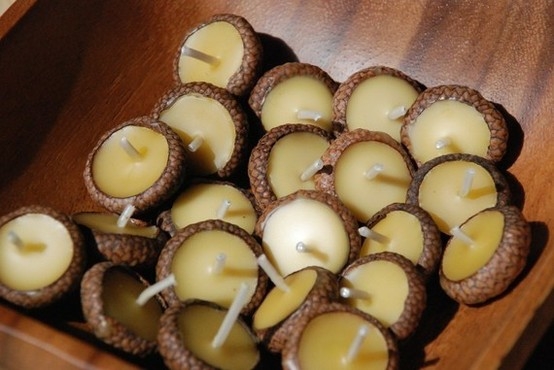 Beeswax and acorn floating candles