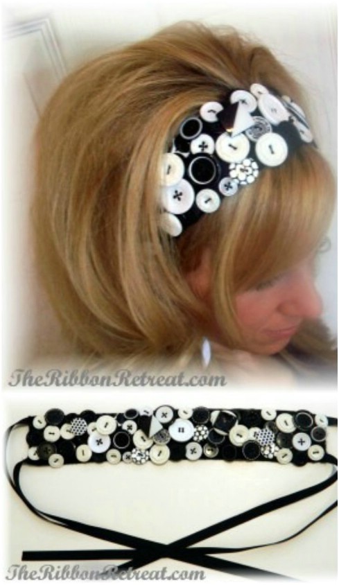 Button and ribbon headband