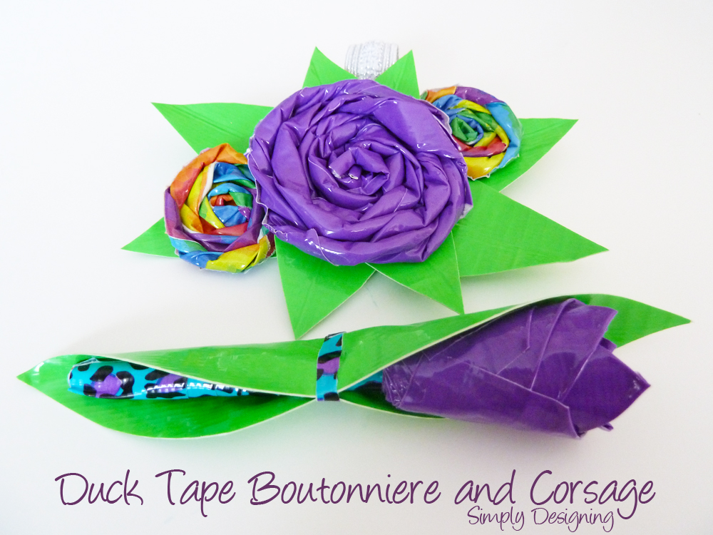 Diy boutonniere and corsage made from duct tape