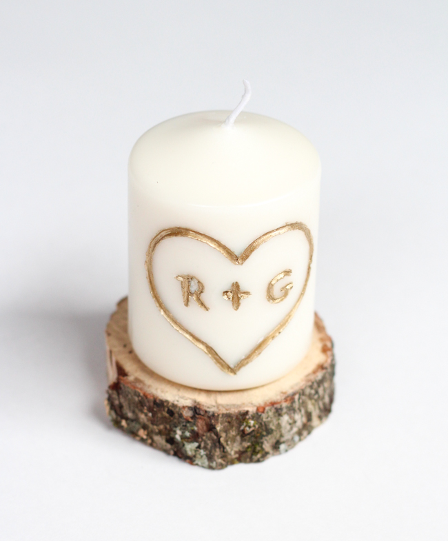 Gilded initials Candle Carving Designs That Will Blow your Mind