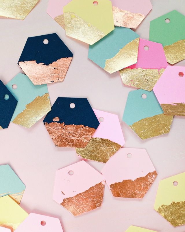 Gold dipped hexagons DIY Custom Name Tags for Work