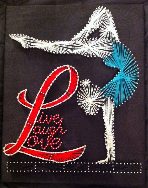 Gymnast pin and embroidary thread art