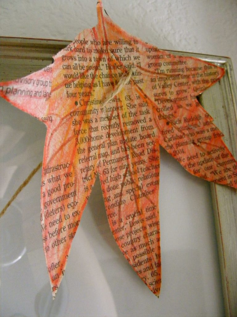 Newspaper leaf decor