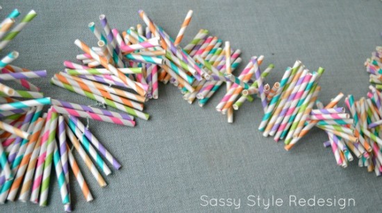 Paper straw party garland