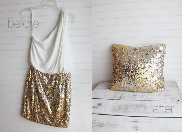 Skirt to pillow sequin transformation