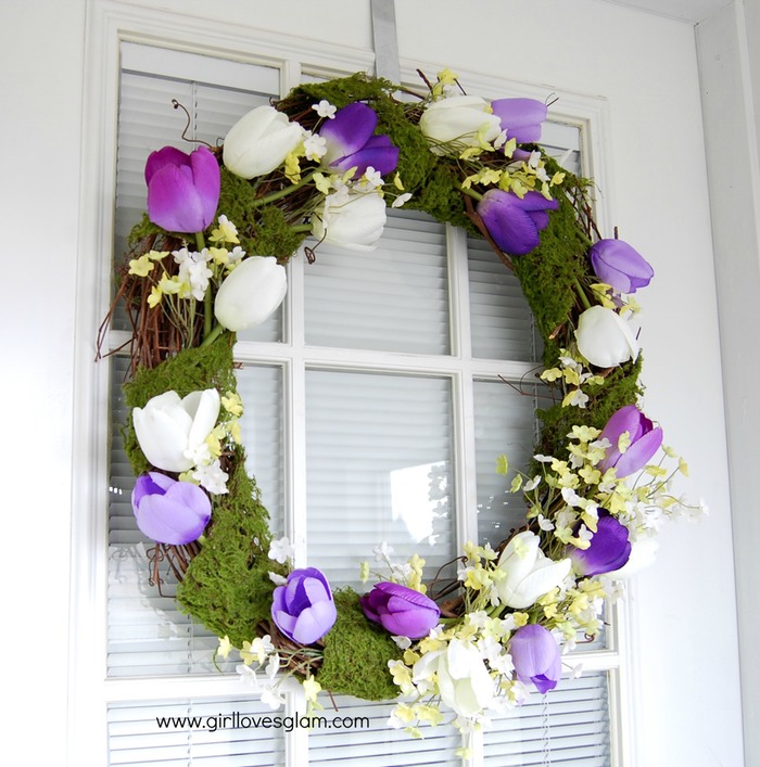 Spring tulip and moss wreath
