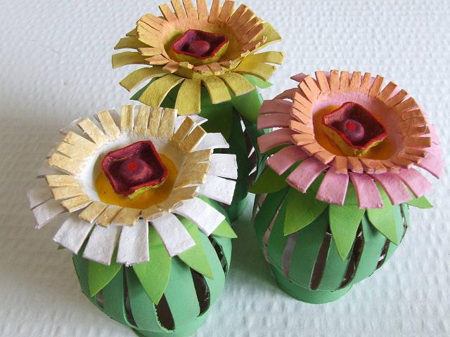 Toilet paper roll and egg carton flowers