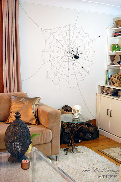 Diy spiderweb wall
