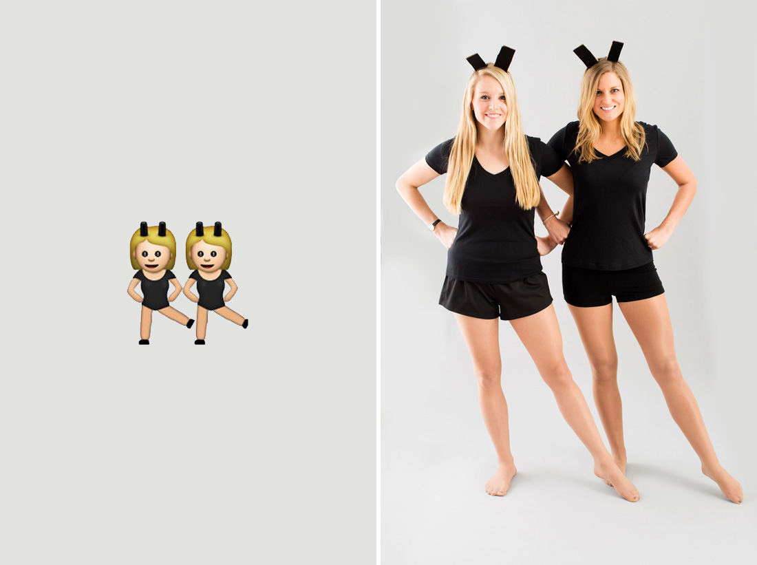 Emoji two girls halloween costume
