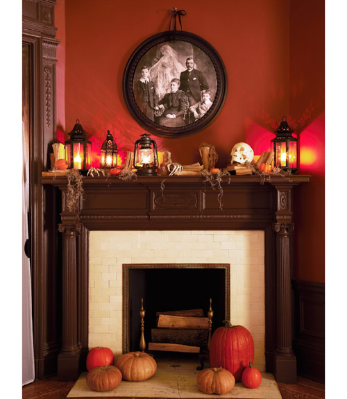Lantern fireplace halloween decor