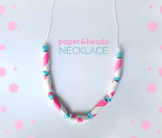 Paper straw and beads necklace