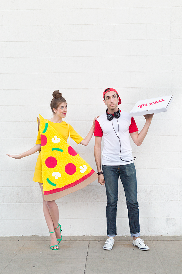 Pizza slice and delivery man costumes