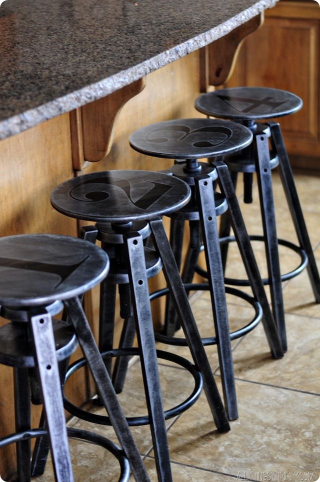 Custom painted industrial stools