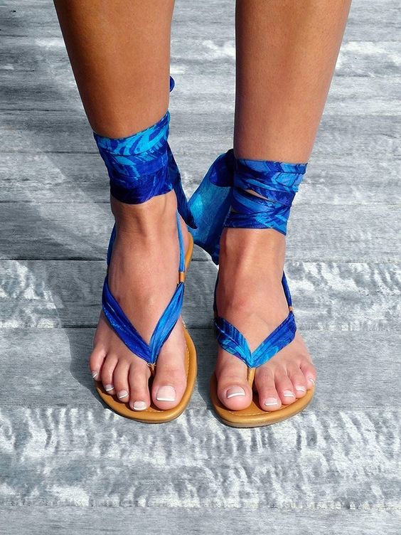 Diy leather and silk sandals