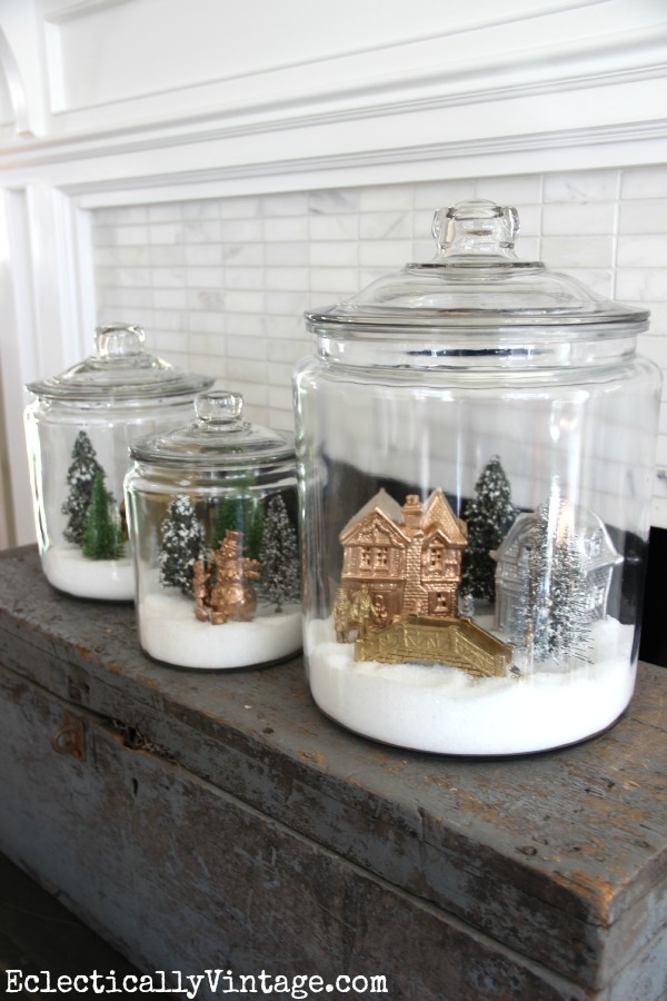 Make snow village jars diy