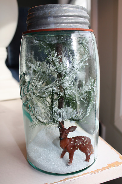 Mason jar terrarium snowglobe diy