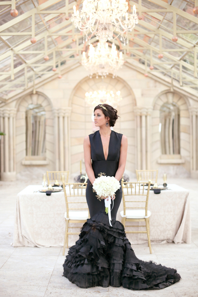 Opulent monochrome black wedding inspiration 25 Incredible Black Wedding Dresses