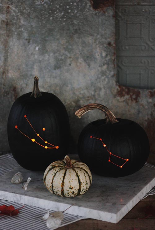 Painted constellation pumpkins