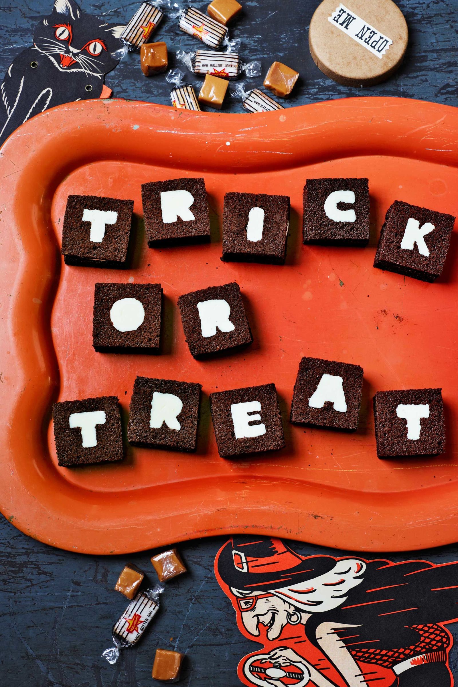 Trick or treat cake sandwiches