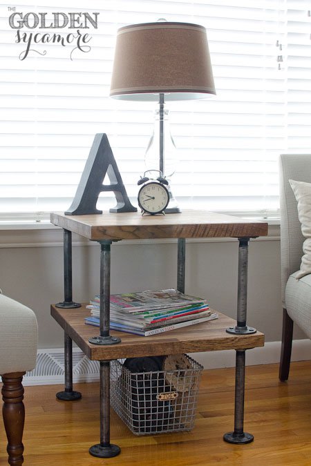 Wood and pipe side table