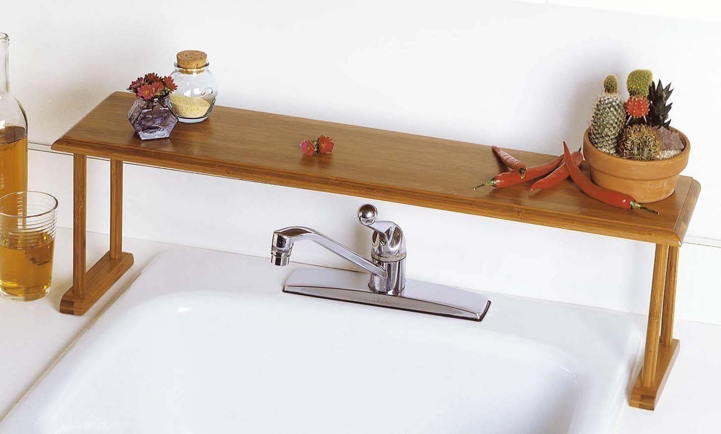 bathroom sink shelf wood