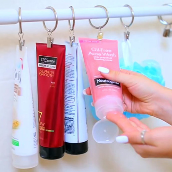 shower gel shampoo botthle hack 25 Bathroom Space Saver Ideas