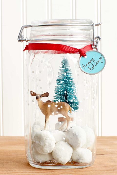 snow globe cookie jar 50 Easy Christmas Crafts For Everyone In The Family To Enjoy