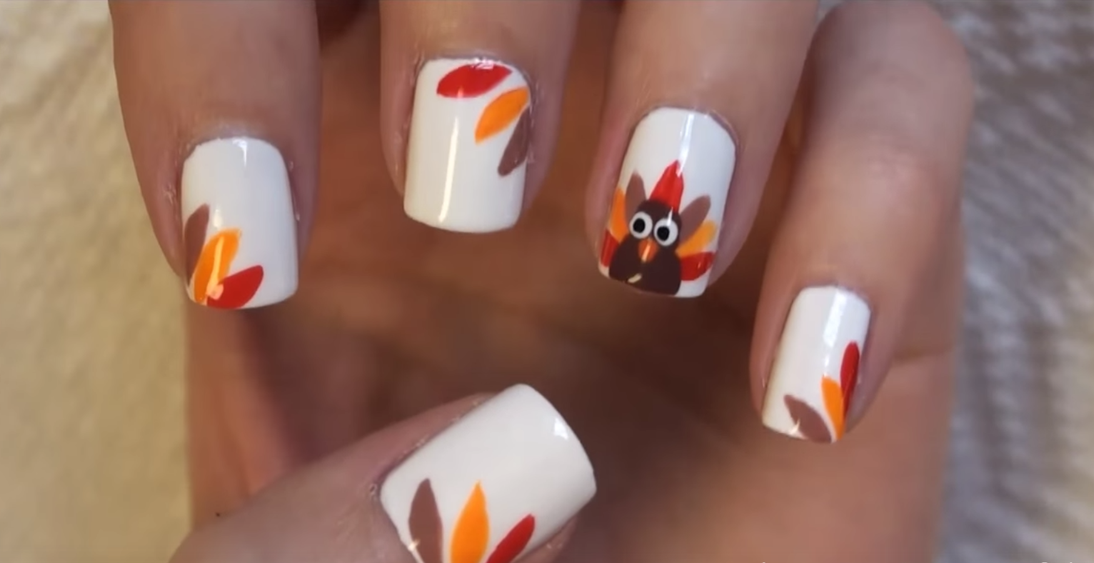 8. "Thanksgiving Nail Design with Turkey Feathers" - wide 5