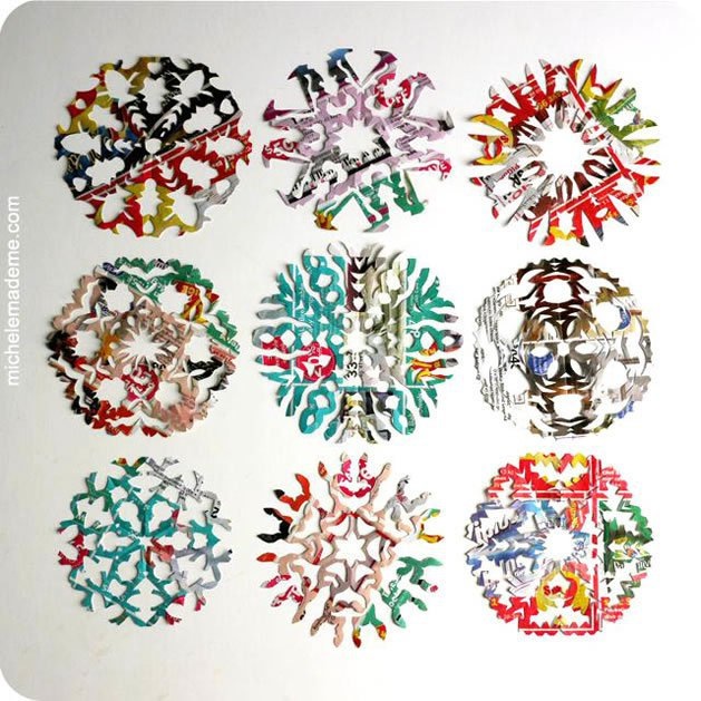 Colourful junk mail snowflake