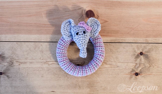 Crocheted elephant rattle
