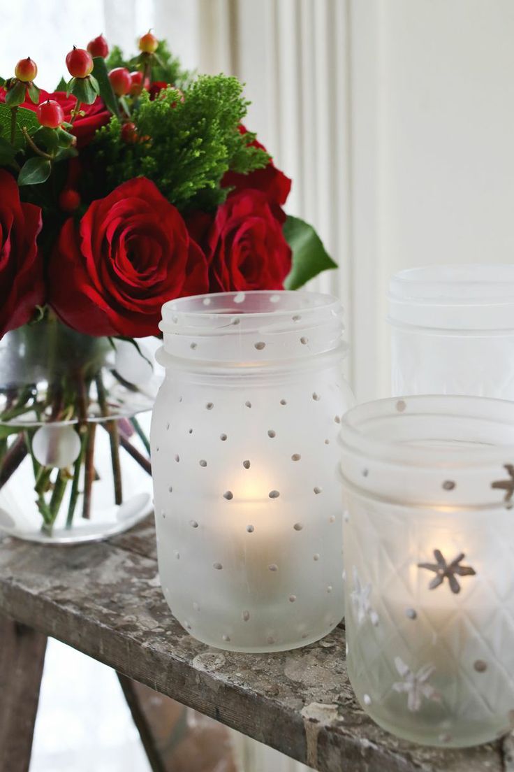 Diy frosted mason jar candles