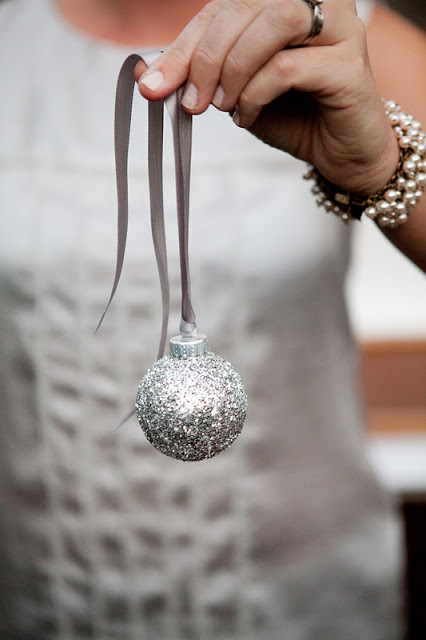 Diy silver glitter ornaments