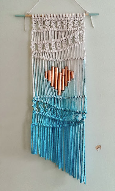 Diy macrame wall hanging with copper pipe heart
