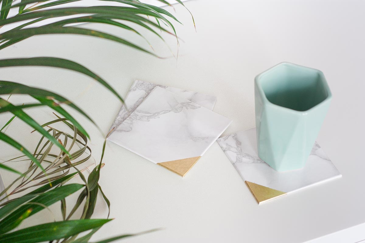 Easy gold dipped marble coasters