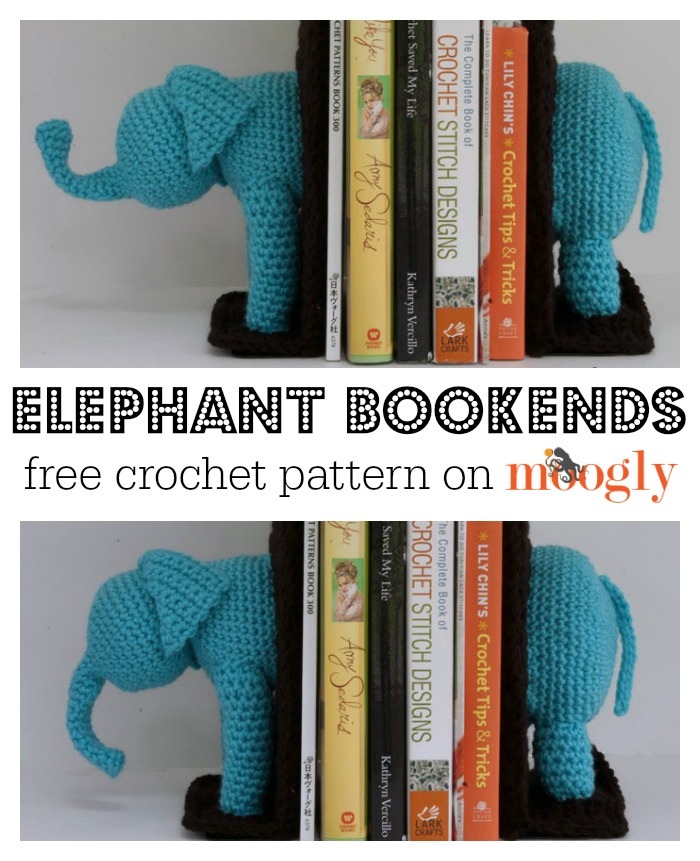 Elephant book ends Adorable Crocheted Elephant Projects