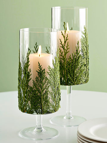 Evergreen candle glass
