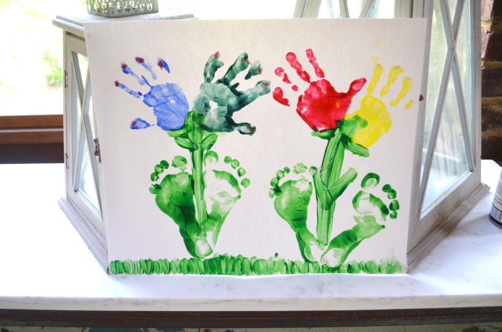 Hand and foot print flowers 1024x678 Super Fun Christmas Footprint Art