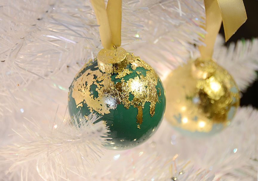 Luxury gold leaf holiday ornaments