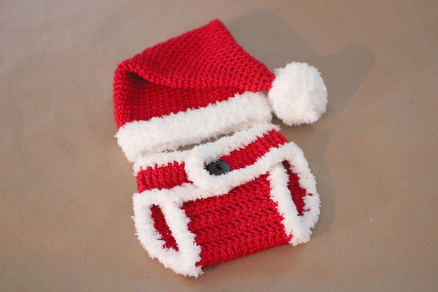 Simple baby Santa hat with matching diaper cover 15 Super Festive Crocheted Christmas Hats
