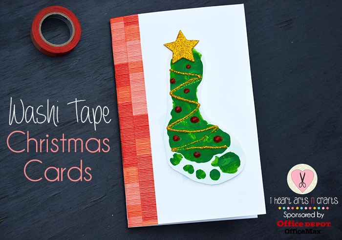 Washi tape footpring christmas card