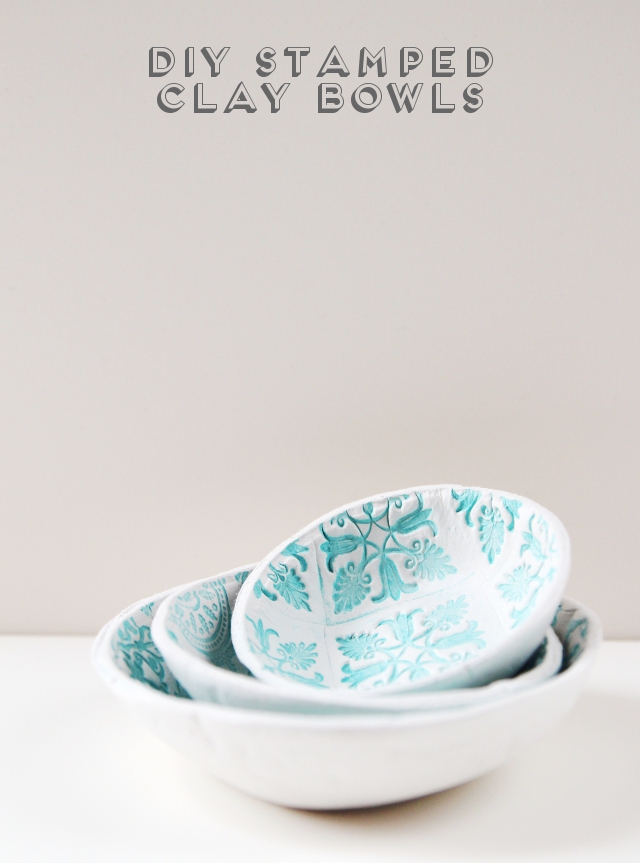 diy stamped clay bowls 22 Air Dry Clay Projects That Will Get Your Hands Dirty and Creative Juices Flowing