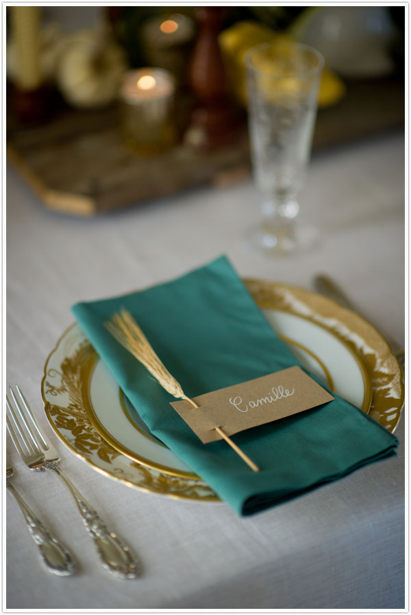 Diy wheat sprig place cards